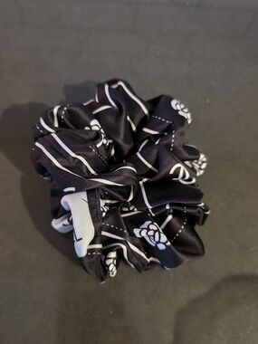 Black and White Floral Stripe Scrunchie